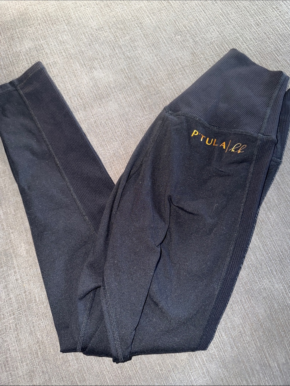 P'tula Black Leggings with Gold Script Logo
